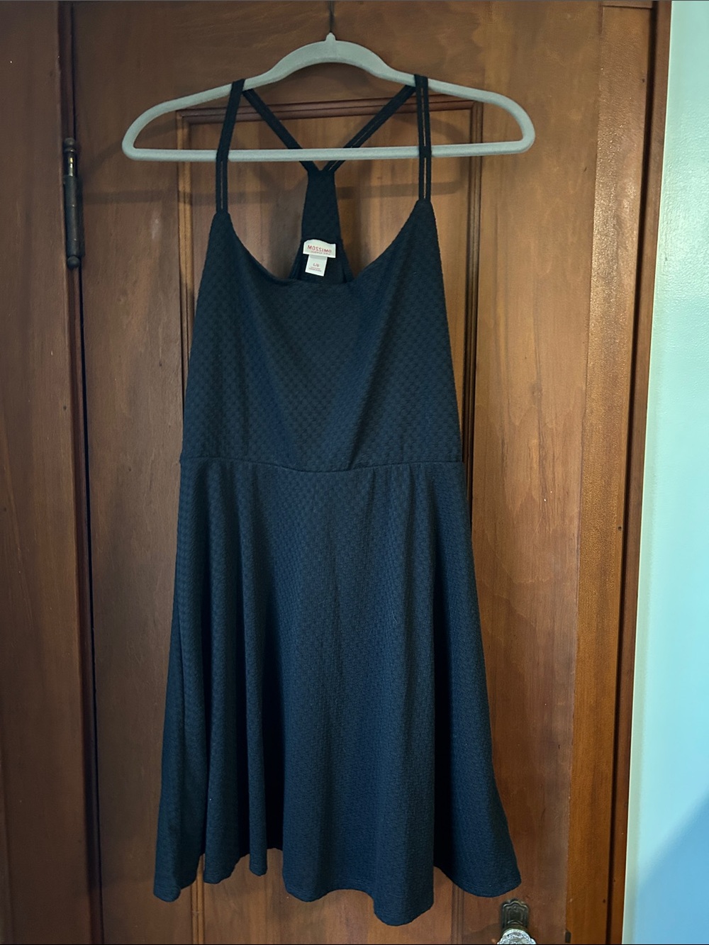 Mossimo Supply Co. Black Textured A-line Dress with Racerback